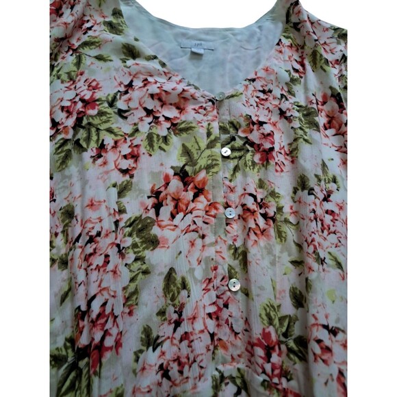 J Jill Dress Womens Large Cream Midi Pebble Hydrangea Floral Pockets Cottagecore - Picture 4 of 13